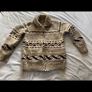 Handknit wool zipper cardigan sweater pockets